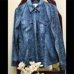 Michael Kors Blue Button Down Shirt animal print